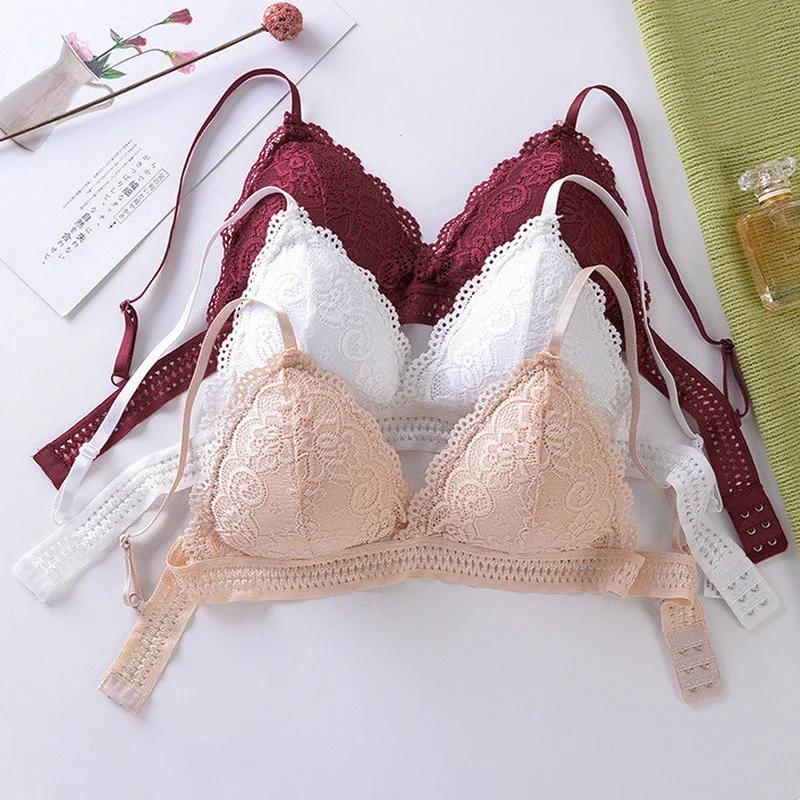 Women Sexy Bralette Lace Bra Small Chest Push Up Wireless Underwear Soft Comfortable Breathable Lingerie 2022 New