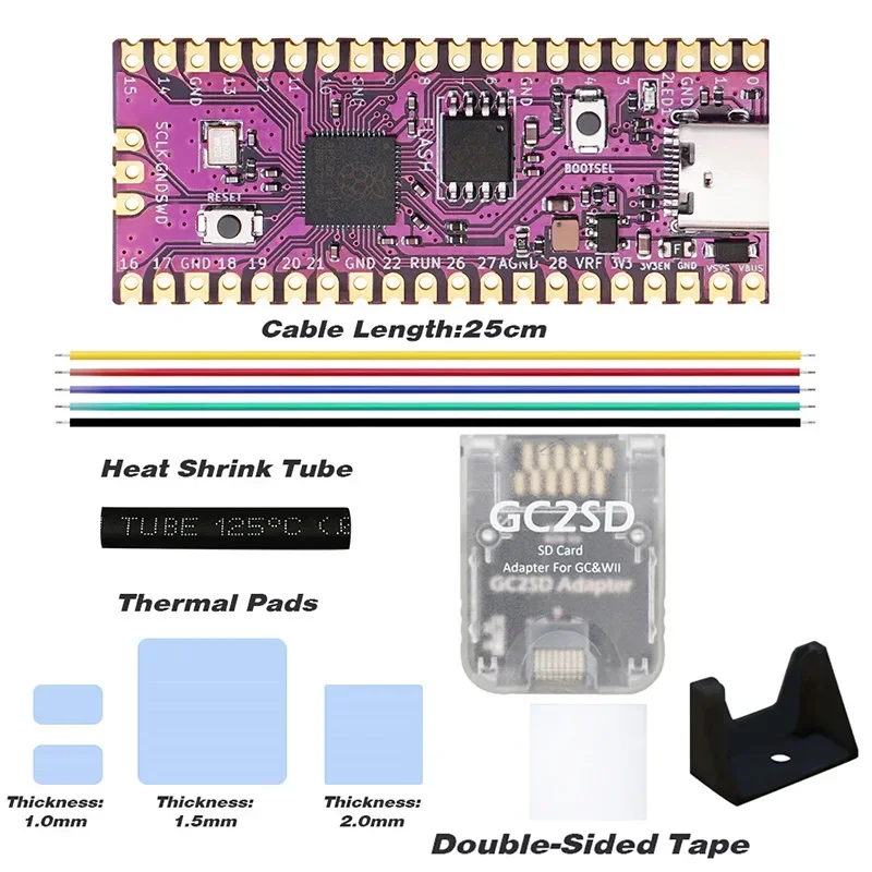 Фото Замена платы PicoBoot IPL, мод-чип RP2040 USB TYPE-C для Nintendo Gamecube NGC с адаптером SD2SP2 и кардридером GC2SD. №5