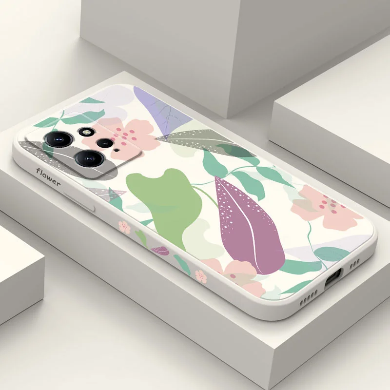 

Leaf Flowers Phone Case For Xiaomi Redmi Note 12 11 11S 10 10T 10S 9 9S 8 7 Pro Plus 4G 5G Liquid Silicone Cover