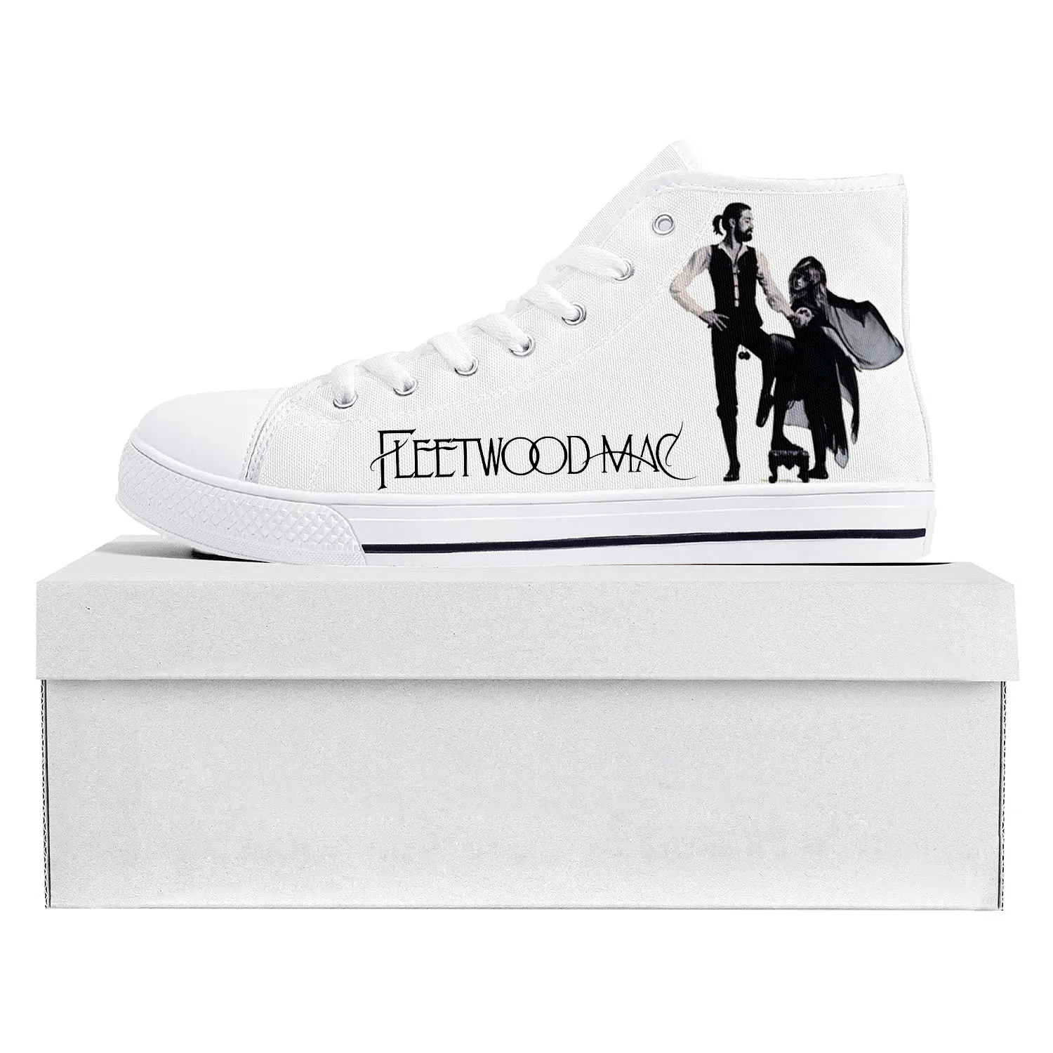 Fleetwood Mac Pop Rock Band High Top High Quality Sneakers Mens Womens Teenager Canvas Sneaker Couple Shoe Custom Shoe White