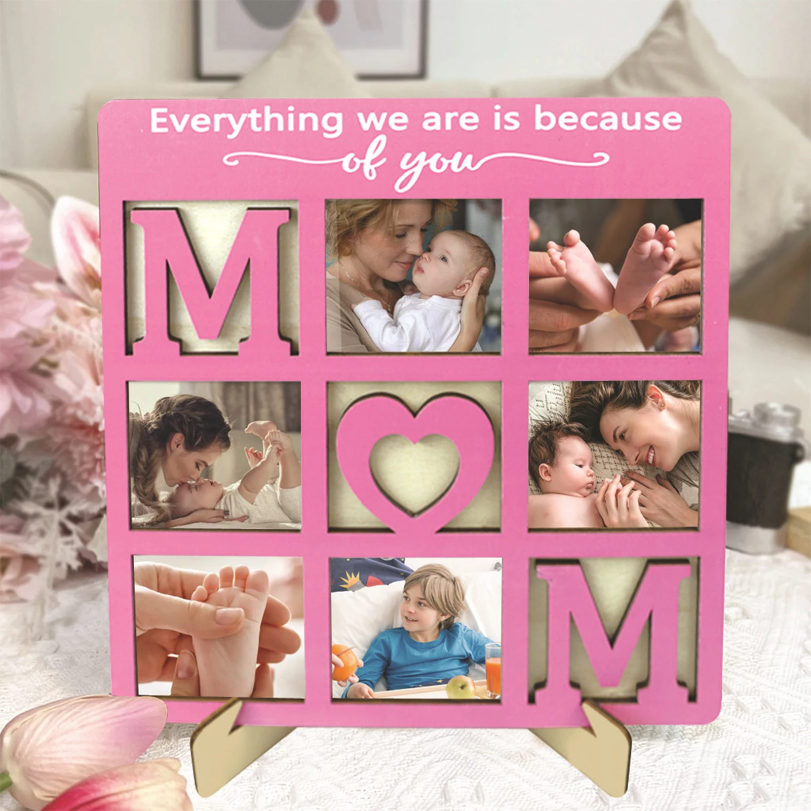 Деревянная рамка для фотографий с 6 отверстиями