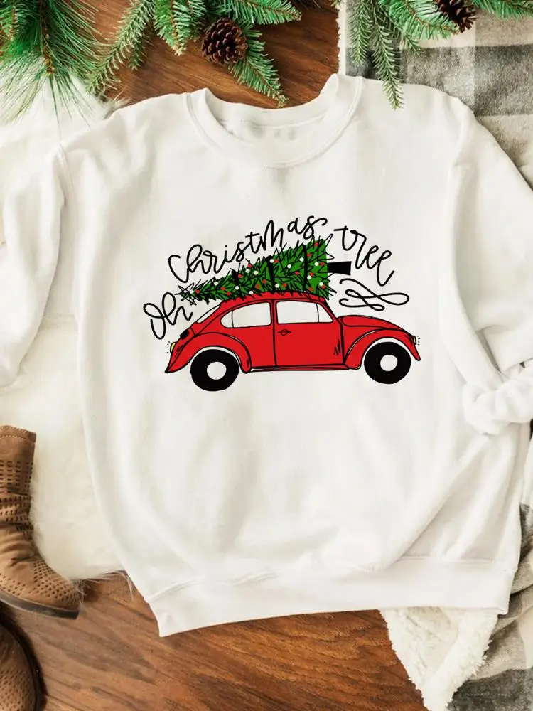 

Graphic Pullovers Merry Christmas New Year Sweatshirts Car Tree Style Cute Print Wear Fashion Happy Holiday Women Clothing