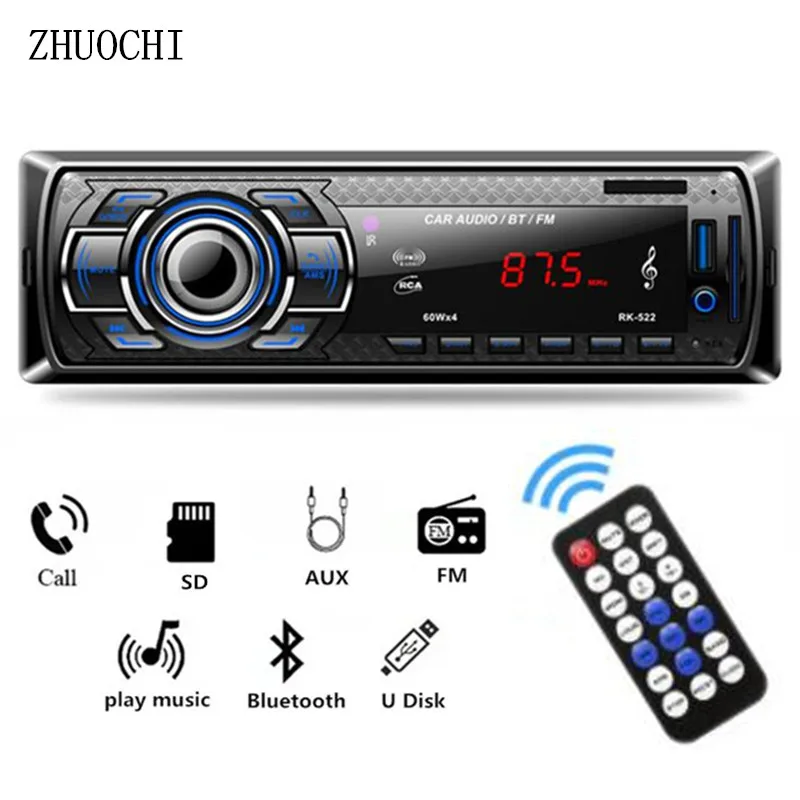 

Car Radio 1DIN Stereo Player Digital Bluetooth Car MP3 Player 60Wx4 FM Radio Stereo Audio Music USB/SD with In Dash AUX Input