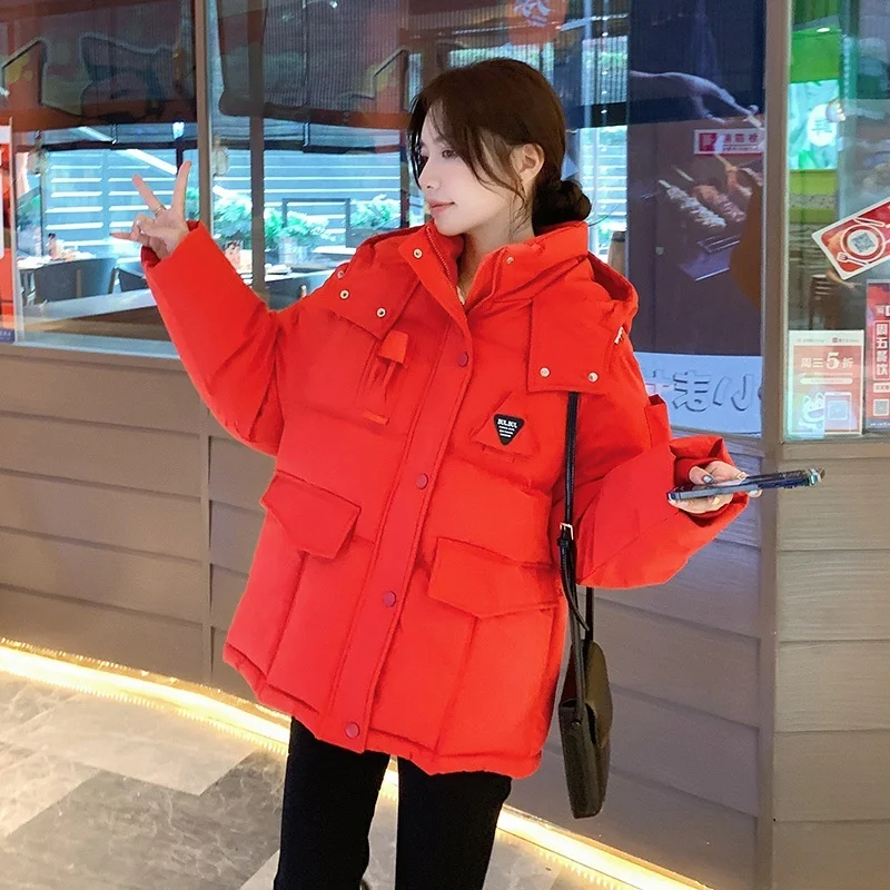 2022 New Winter Clothes Women's Down Cotton Padded Jacket Women Korean Loose Warm Thicken Hooded Parkas Coat Outwear