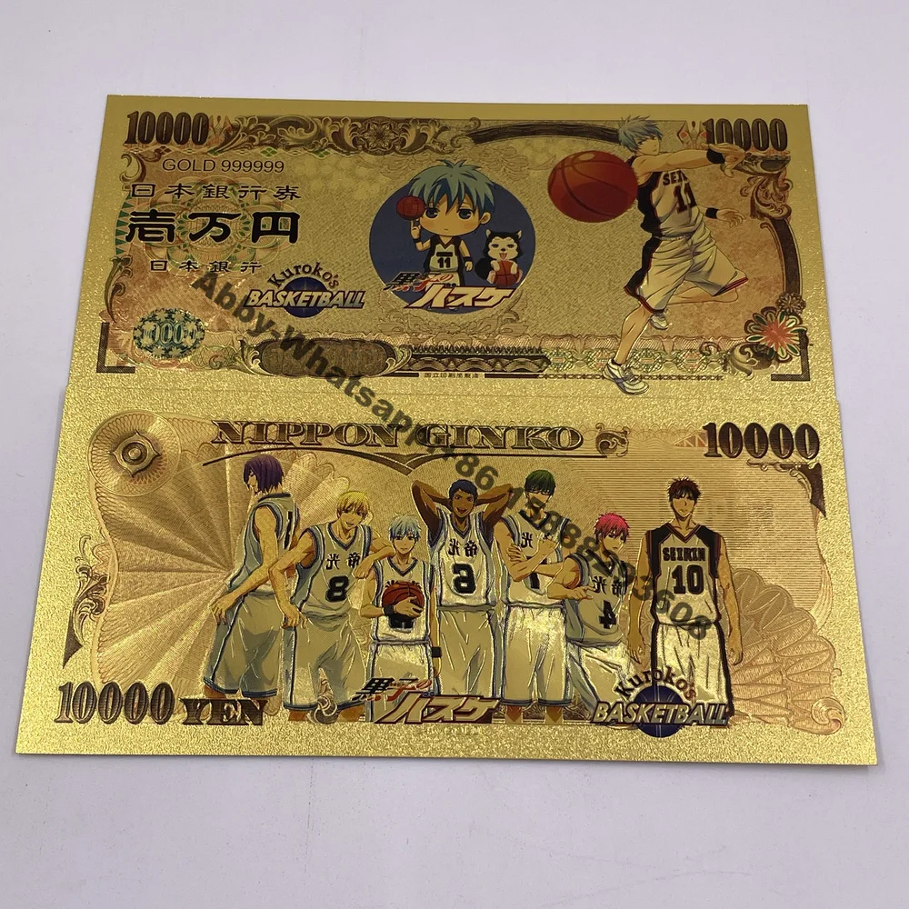 

Retail Anime Kuroko's Basketball gold foil banknote Classical manga figure 24k golden card for gifts wall decoration
