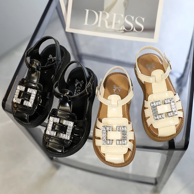 Kids Shoes Sandals for Girls Black Creamy White