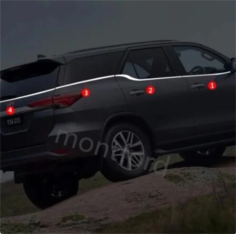 

Молдинговая лента для боковой двери автомобиля Toyota Fortuner AN150 AN160 SW4 2016-2019, нержавеющая сталь