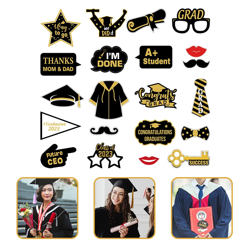 

21pcs Creative Various Style Multi-use Graduation 2023 Photo Props for Party