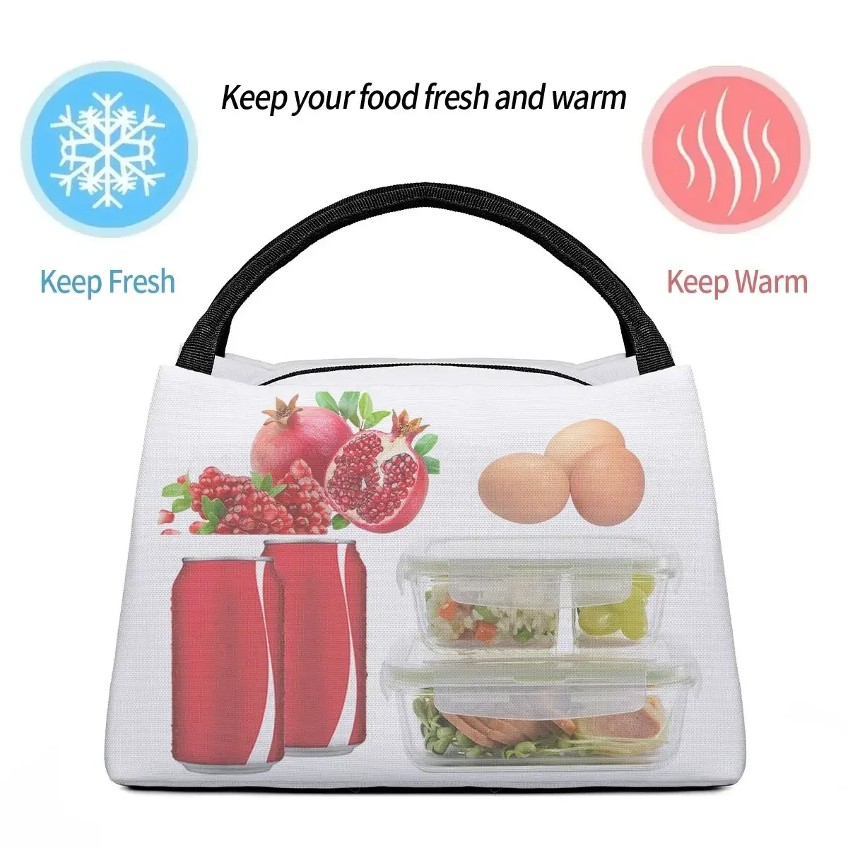 Sakura And Koi Fish Lunch Bag Japansese Anime Portable Zipper Box Travel Graphic Cooler Fun Oxford Thermal Bags