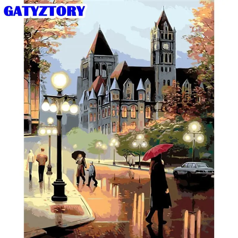 

GATYZTORY Frame Painting By Number Scenery Handpainted Art Gift Diy Flowers Pictures By Numbers Kits Drawing On Canvas Home Deco