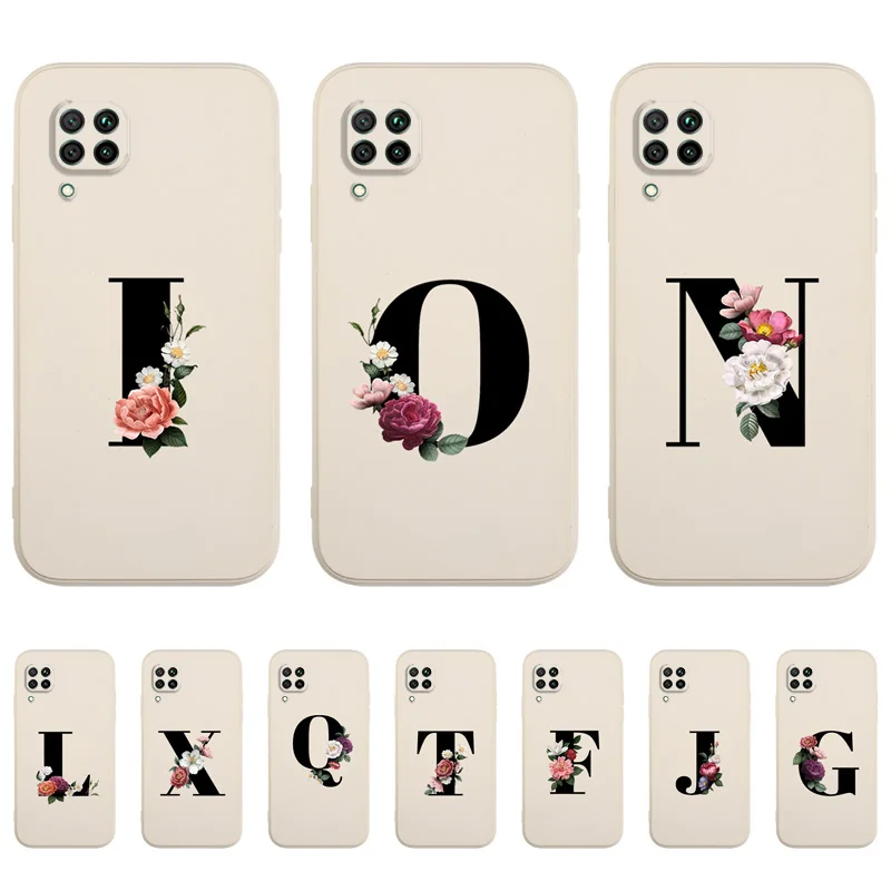 

Initial Letter Soft Case for Huawei P30 Pro Case P40 Lite P50 Pro P Smart Z 2021 Y9 Y6 Y5 Prime 2019 2018 Y7A Y6S Coque Fundas