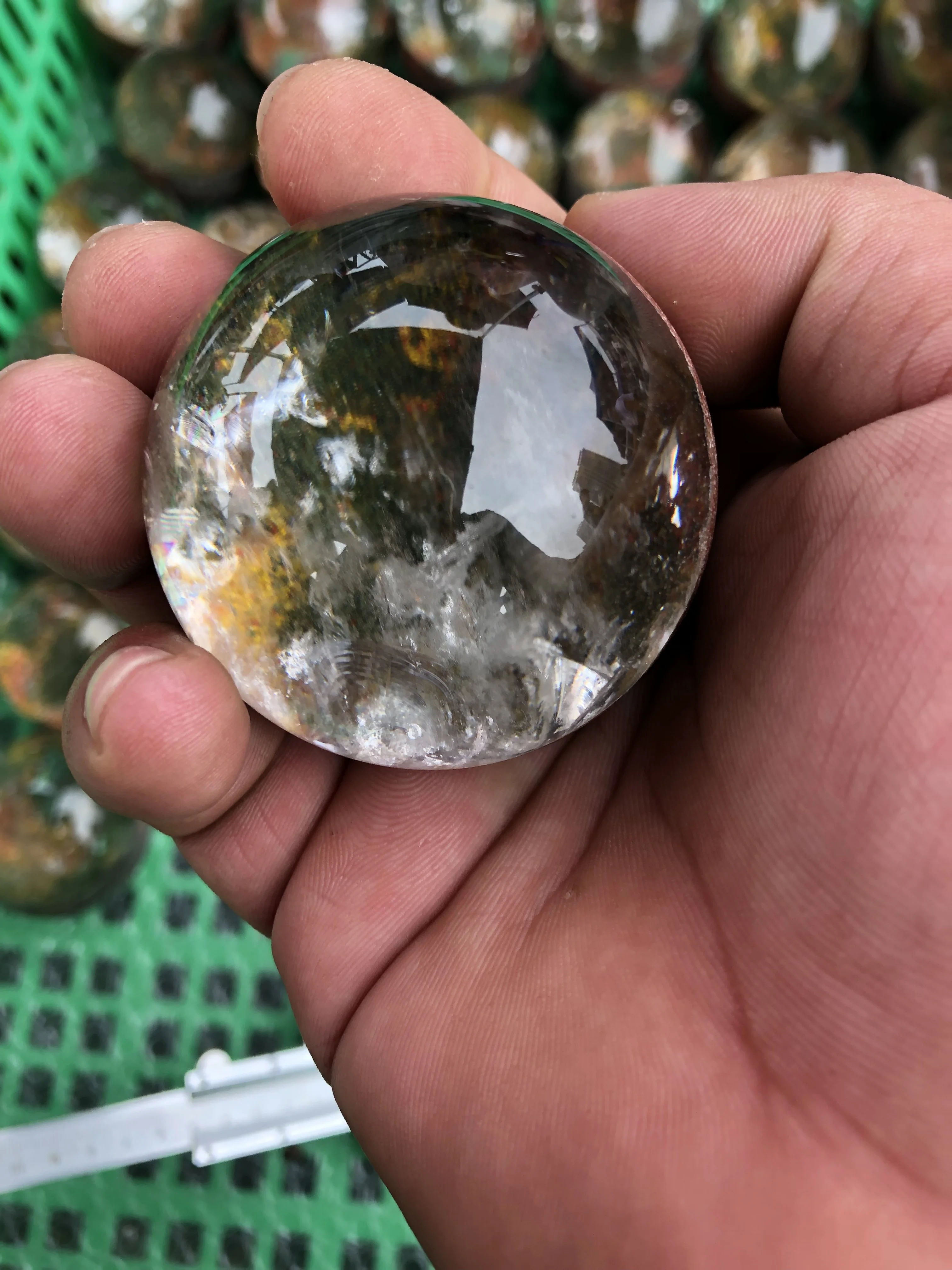 5-8Cm Natural Crystal Nature Stone Four Seasons Ghost Flower Crystal Ball Burging Boutique Decorative Appearance Send The Base