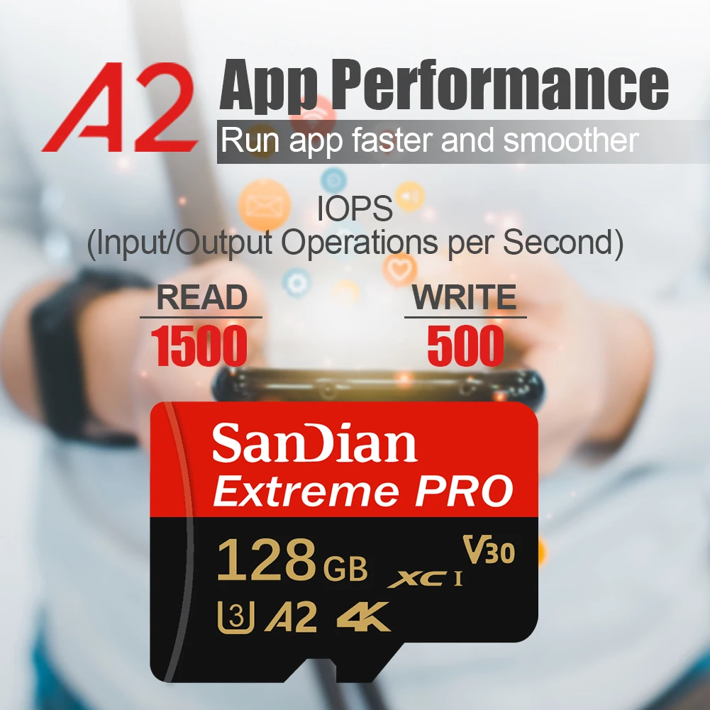 Фото Карта памяти Micro TF SD 32GB 64GB 128GB 512GB U3 V30 A2 высшего качества для Android-смартфонов Samsung Galaxy, расширение памяти №2
