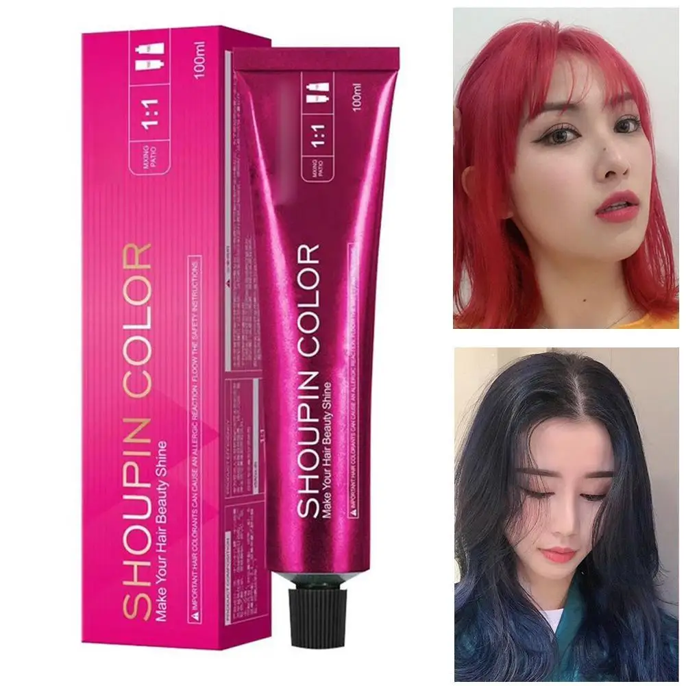 

Краска для волос без аммиака, Одноцветный чехол для пасты, белая краска для волос, многосекционный цвет, одношаговый черный чай, серый, синий...