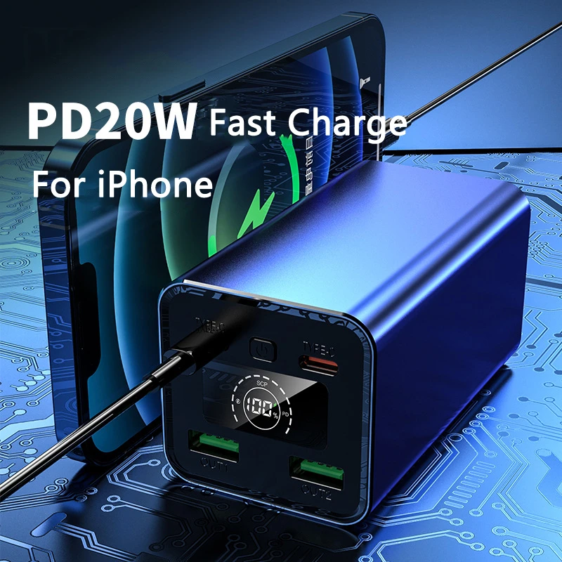 

Внешний аккумулятор на 20000 мА · ч, 66 Вт, супербыстрая Зарядка для Huawei PD20W, двусторонняя Быстрая зарядка для iphone, внешний аккумулятор, внешний а...