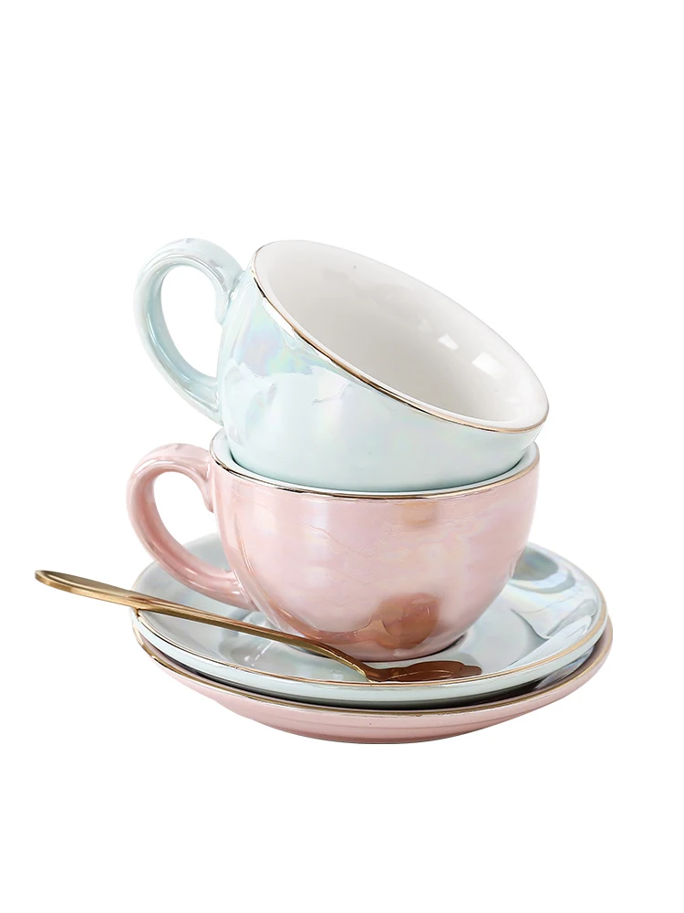 

Simple Nordic Style Tea Cup Saucer Spoon Porcelain Gold Rim Royal Coffee Cup Drinkware Reusable Mug Cafe Kitchen Restaurant Bar