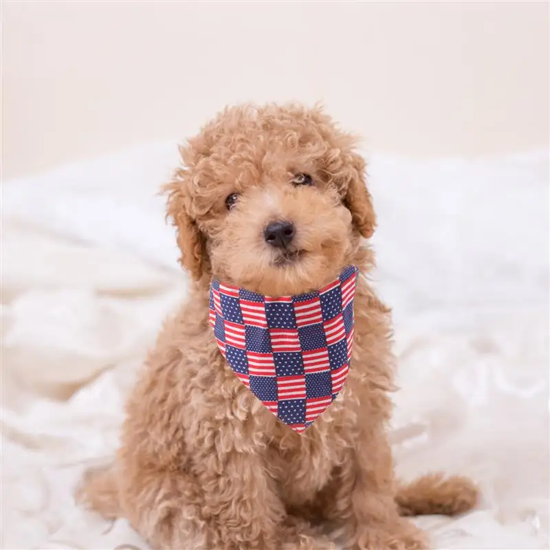 

1pc Independence Day American Flag Dog Triangular Bandana Pet Triangle Scarf Washable Dog Collar