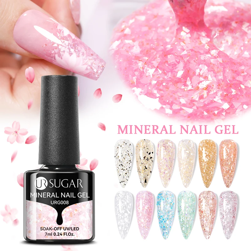 

UR SUGAR 7ML Mineral Glitter Nail Gel Polish Sequins Vernis Semi Permanent Nail Art Manicure Soak Off LED UV Gel Nail Varnishes