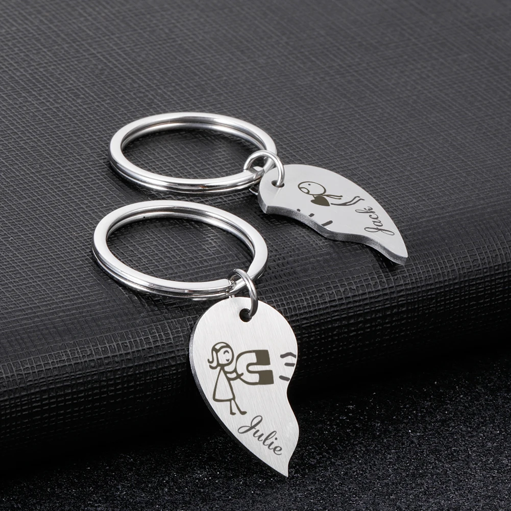 

Paired Couple Lover Customized Keychains Engraved Keychain with Name Anniversary Gifts Boyfriend Girlfriend Personalized Keyring