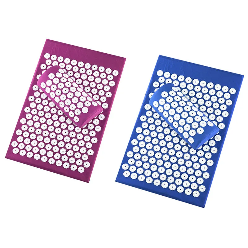 

（Mat Size:62*38CM）Massage Cushion Yoga Acupressure Mat and Pillow Set Neck Back Foot Massager Pain Stress Relief Massage Pad