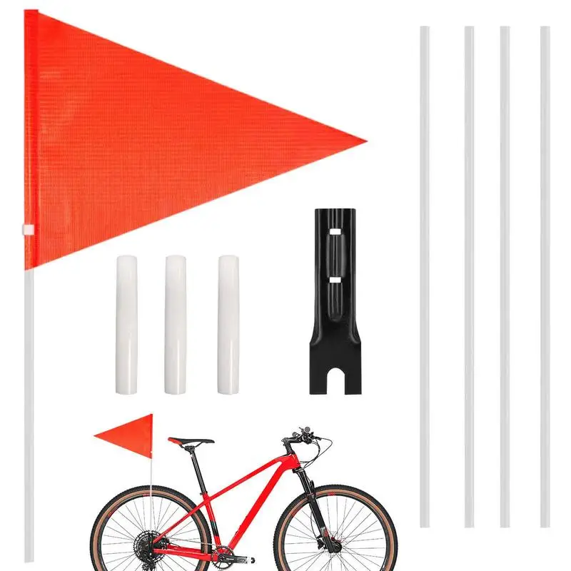 

Флаги для велосипеда с шестом для безопасности красный флаг для безопасности велосипедного прицепа с высокой видимостью легко установить велосипедный флаг безопасности для велосипеда