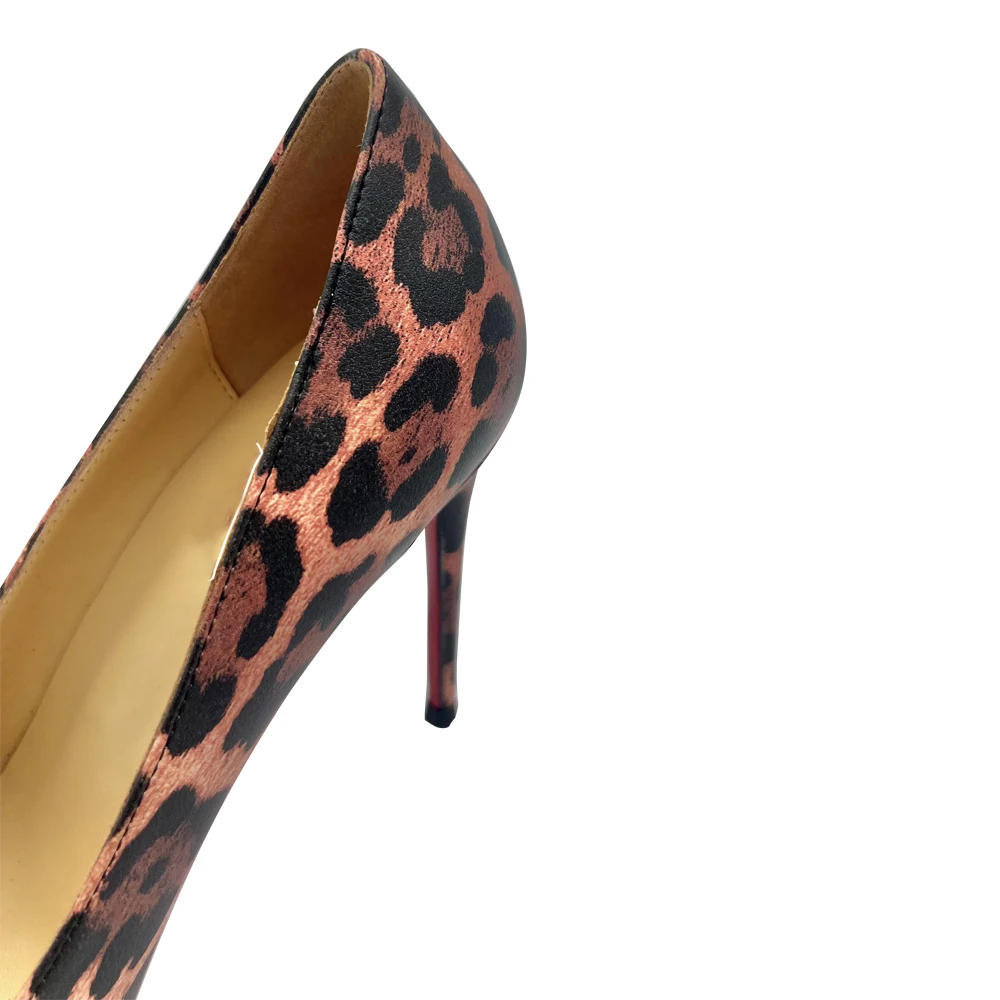 Luxury Leopard Pattern Designer Pumps High Heels Red Bottom Pointed Toe Stiletto Thin Heels Sexy Women Wedding Party Dress Shoes
