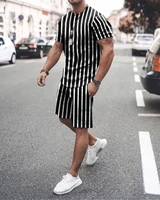summer men sets oversized tracksuit casual clothing top shorts outfits o neck t shirt beach pants mens sportswear 2 piece suit