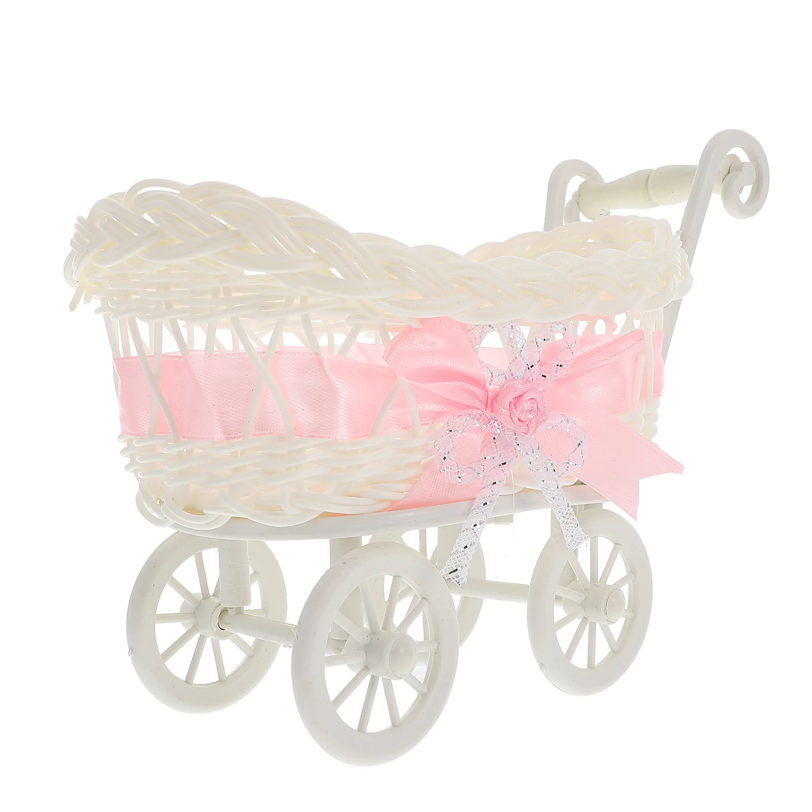 

Basket Baby Cart Shower Stroller Wicker Woven Shoppingdecorations Cutie Candy Toy Flower Mini Rattan Fruit Storage Carriage