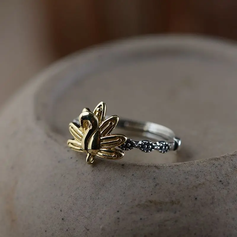 

New Real S925 Silver Jewelry Retro National Style Peacock Open Screen Chic Exquisite Woman Ring
