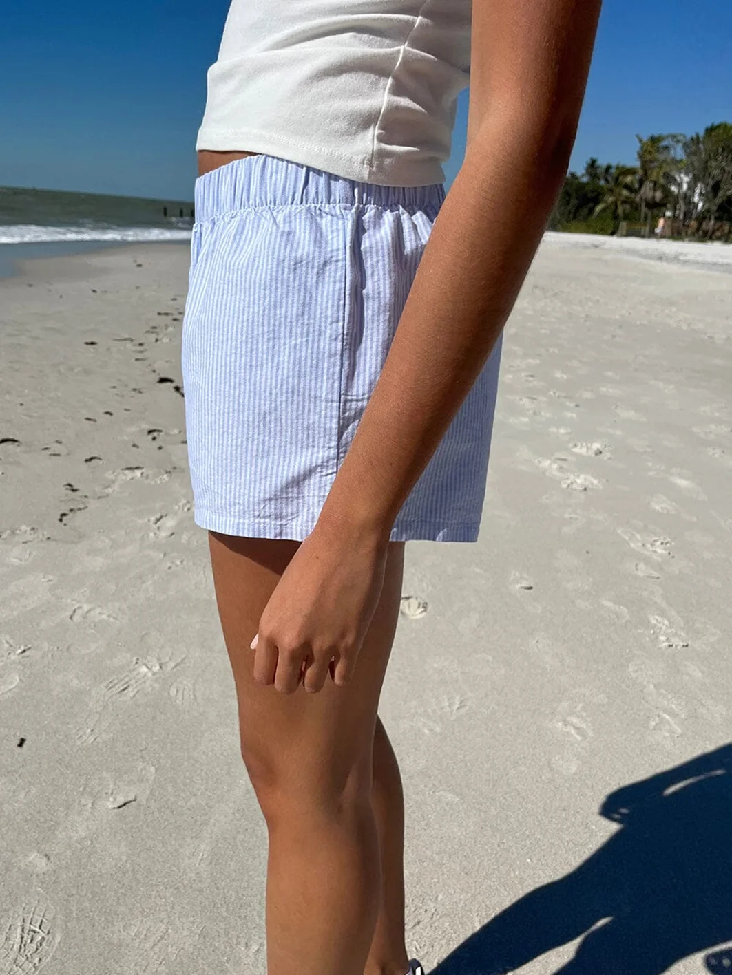 Шорты женские хлопковые в синюю полоску