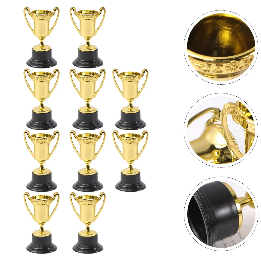 

10 Pcs Kids Girl Toys Trophy Creative Model Props 8.5X4.6CM Home Desktop Decor Golden Plastic Mini Reward Child