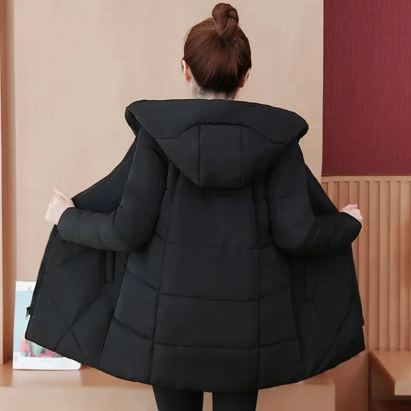 2022 Autumn Winter New Down Cotton Coat Womens Fashion Loose Thin All-match Padded Jacket Women Casual Large Size Long Parkas