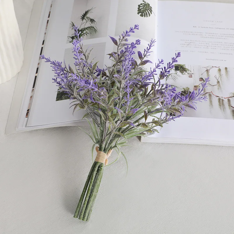 

Artificial Plants Provence Lavender Photo Props Simulation Plastic Purple Bouquet Wedding Living Room Home Fake Flowers Decor