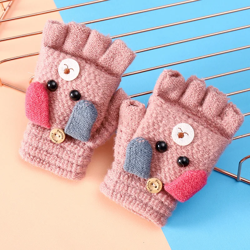 

2021 New Parent-child Gloves Warm Autumn Winter Cute Cartoon Kids Girls Boys Mittens Warm Flip Gloves Children Christmas Gift