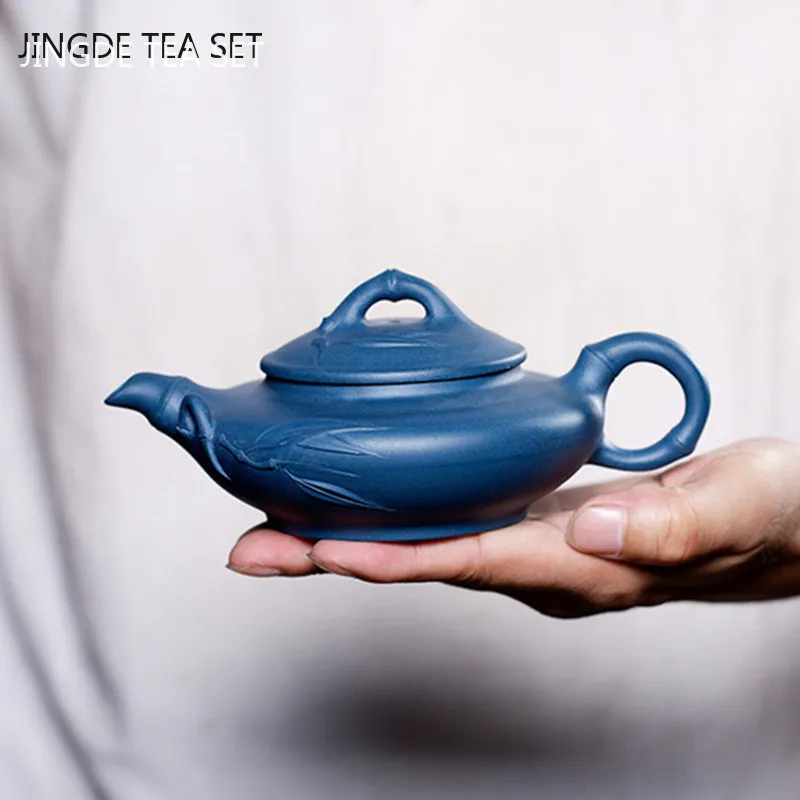 

Boutique Yixing Handmade Tea Kettle Raw Ore Azure Mud Beauty Teapot Chinese Purple Clay Filter Tea Pot Tea Set Accessories 220ml