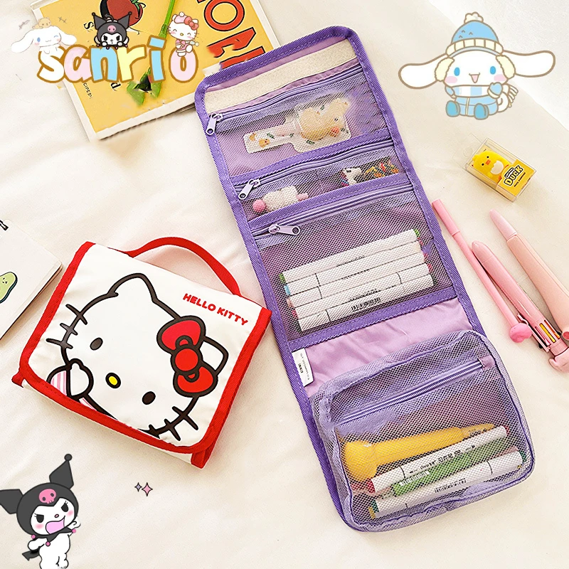 

Kawaii Sanrio Hello Kitty Pencil Case Kuromi My Melody Cute Cartoon Large Capacity Student Pencil Bag Makeup Brush Storage Bag