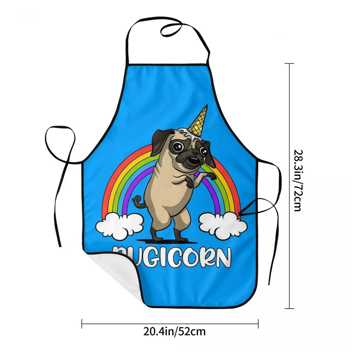 Фото Фартук Pugicorn Pug Dog для шеф-повара, водонепроницаемый, для кухни, уборки, садоводства, для женщин и мужчин №2
