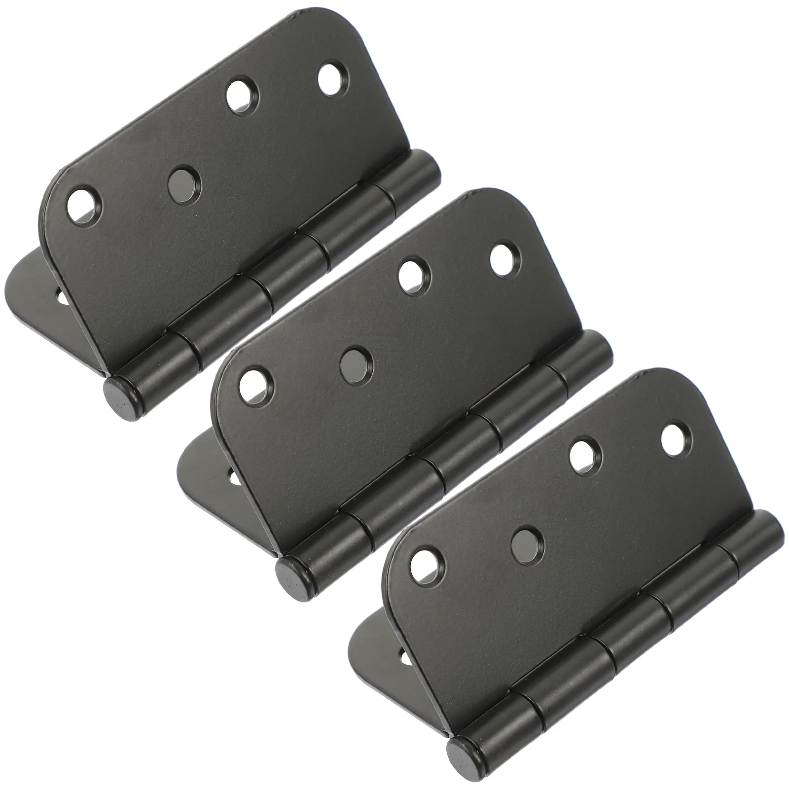 

3 Pcs Matte Black Hinges Door Window Corner Cabinet Round 10.2x10.2cm Replacement Iron