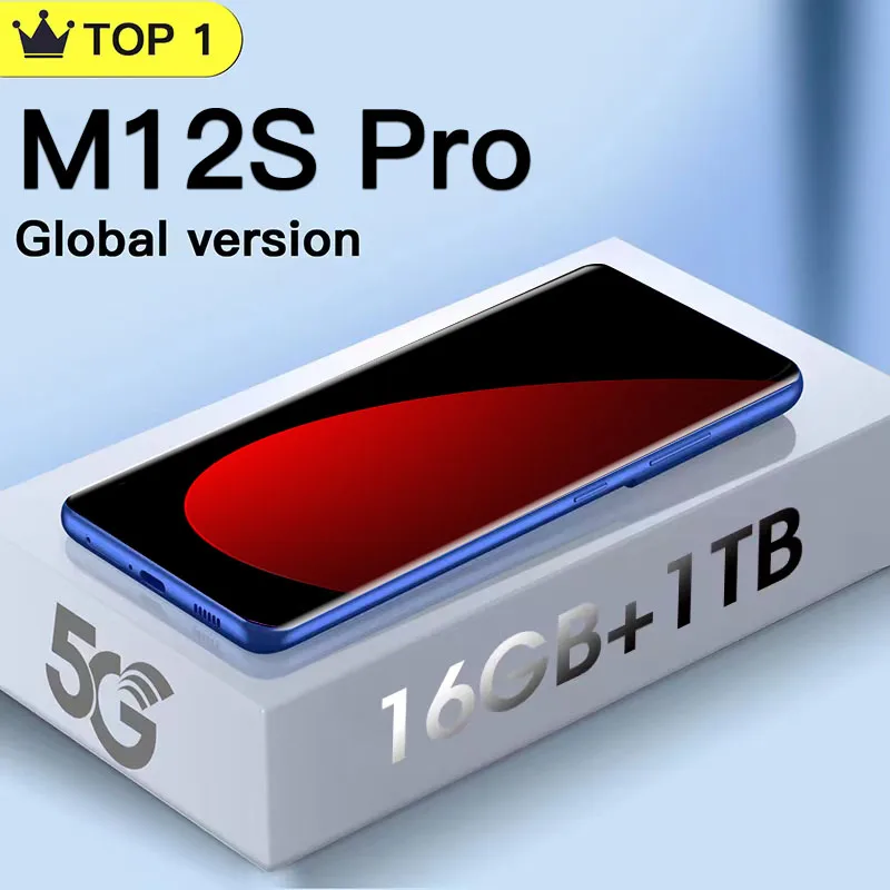 New Original M12S Pro cellphone 6.7 HD Full screen Android Smartphone 16GB 1TB Mobile phone celular 6800mAh Deca Core 5G Networ