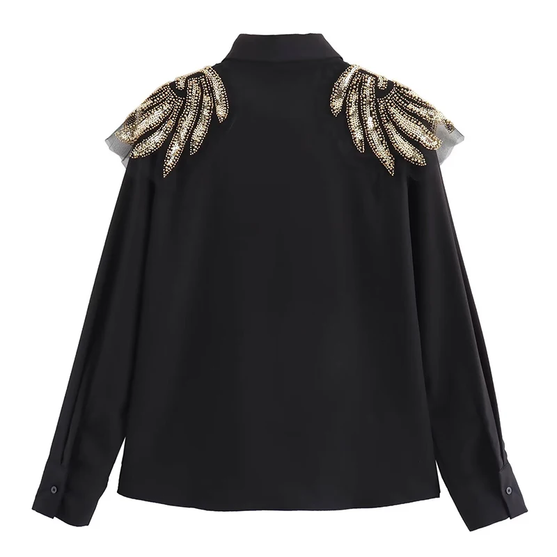 Дизайнерская рубашка с блестками и крыльями на плечах мистические свободные