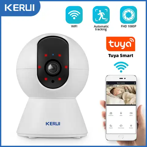 KERUI 1080P 3MP Tuya Smart Мини умный дом Wi-Fi IP-камера Внутренняя Беспроводная безопасность Домашняя камера видеонаблюдения видеонаблюдение фотоаппар...