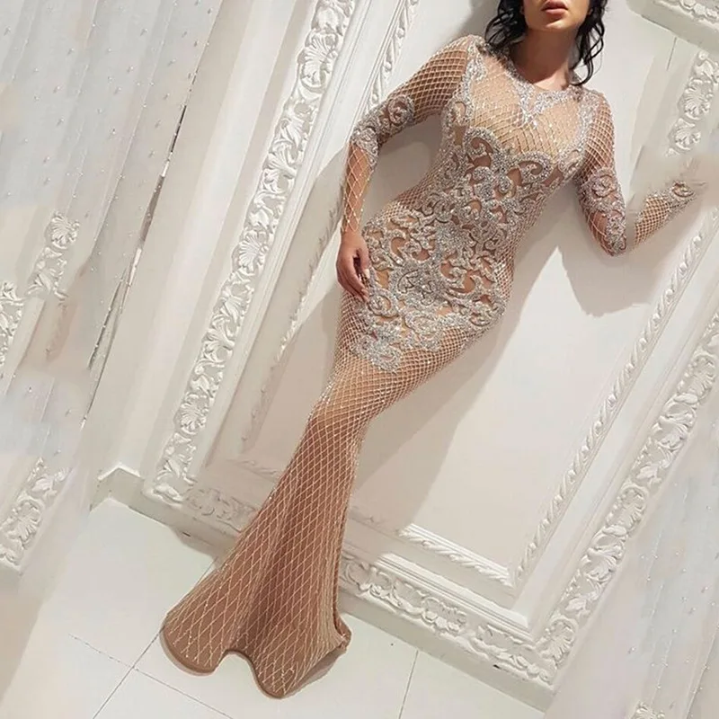 Women Sexy Bronzing Long Sleeve Prom Dress Dress Bodycon Dress Vestidos Mujer Dresses for Women Party