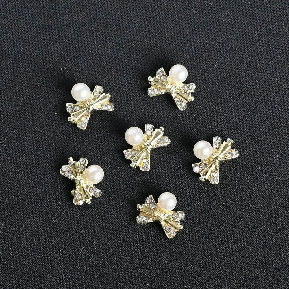 

10Pcs Nail Art Butterfly Charms Alloy Metal Bowknot With Diamond Nails Jewelry 3D DIY Design Nail Rhinestone Nail Art Decoration