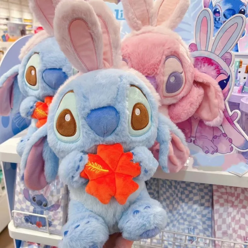 

40/56/76cm Disney Stitch Rabbit Ears Series Kawaii Cartoon Plush Doll Toys Stuffed Throw Pillow Back Cushions Chrismas Gifts