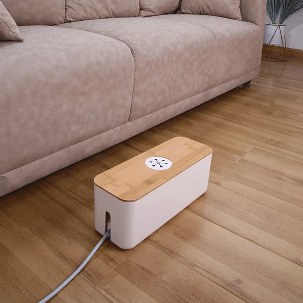 

Пластиковая настольная коробка для сбора кабеля большой емкости с деревянной крышкой