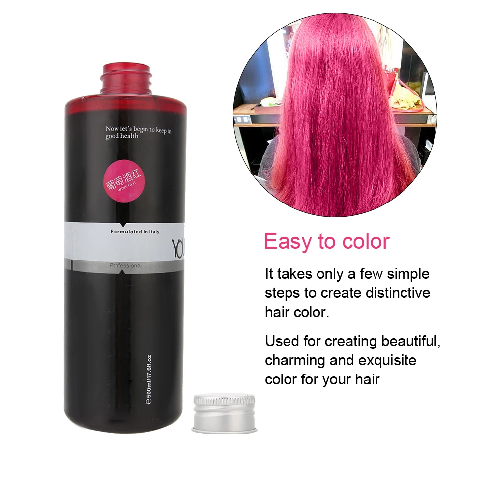 1Pcs Professional 500ml Bottle DIY Hair Dye Wine Red Coloring Cream Barber Shop Dyeing Wax Salon Hairdressing Suppies - купить по