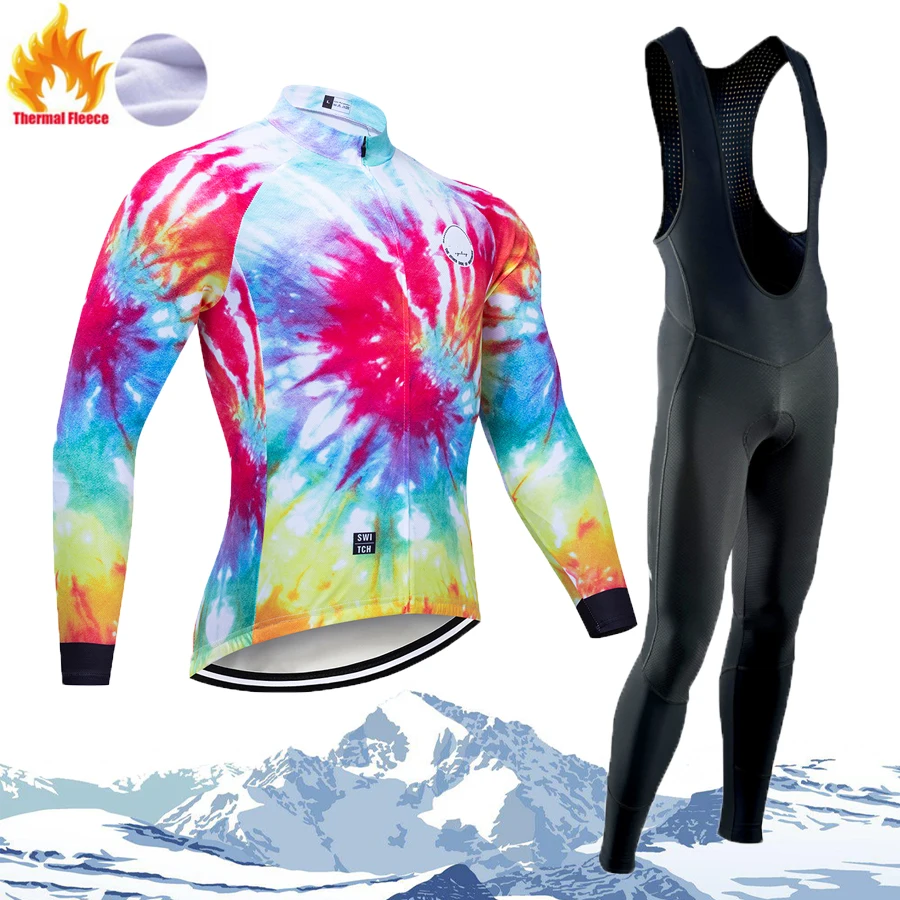 

Winter Cycling Jersey Men Thermal Fleece Bib Sports Set Pants Man Triathlon Suit Men's Clothing Tricuta Outfit Mtb Male Termal