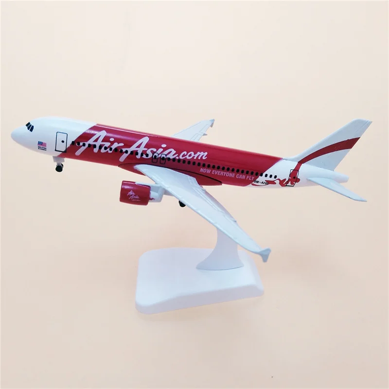 

20cm Alloy Metal Red Air Asia Airlines Airbus 320 A320 Airways Airplane Model Diecast Air Plane Model w Wheels Aircraft Gifts