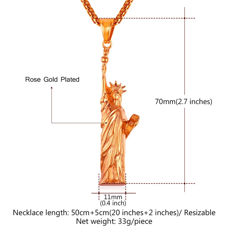 Ожерелье мужское и женское из нержавеющей стали с изображением статуи Свободы |