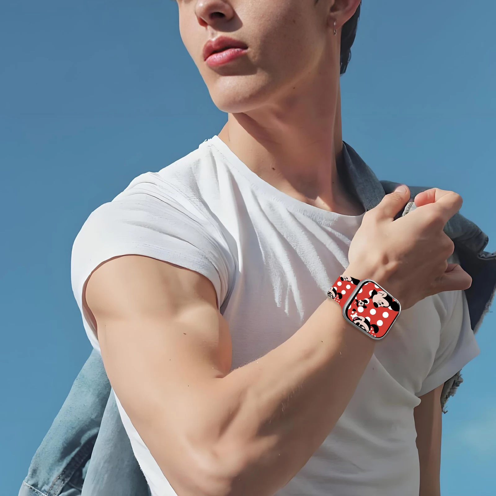 Фото Ремешок с принтом Disney Mickey Series 2 для Apple Watch 11 10 9 8 7 SE, водонепроницаемый мягкий сменный силиконовый ремешок 45 мм 44 мм 42 мм 46 мм №5